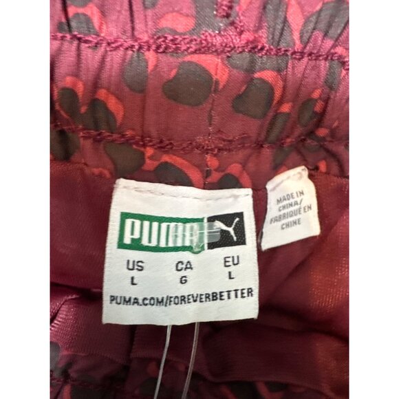 Puma Womens Burgundy Tailored For Sport Track Pants Lg Leopard Print Retro Elast - Picture 5 of 7